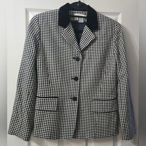 Ann Taylor Black and White Houndstooth Wool Blazer, Size 6